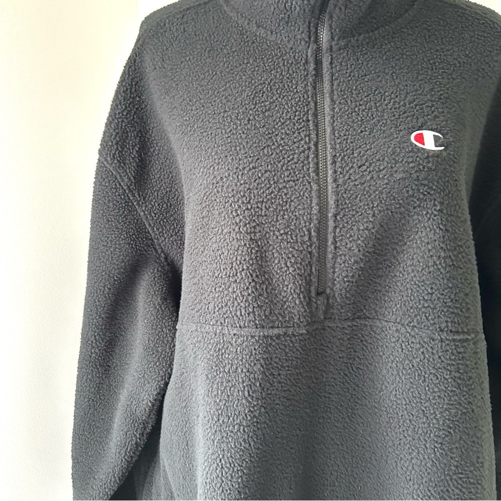🌸BRAND NEW Champion Pullover. Fuzzy & Cozy. Black/White w/ Pockets Size: XL - Picture 3 of 14